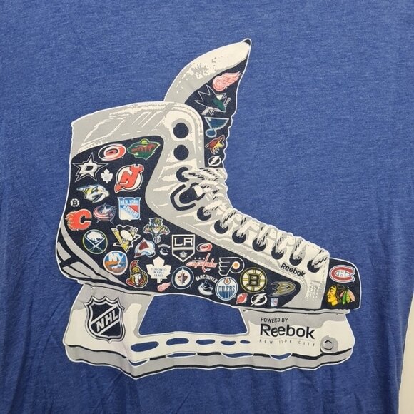 Reebok NHL Skate Logos T-Shirt Blue Men’s Tee Hockey Fan Apparel Size M - Picture 3 of 7